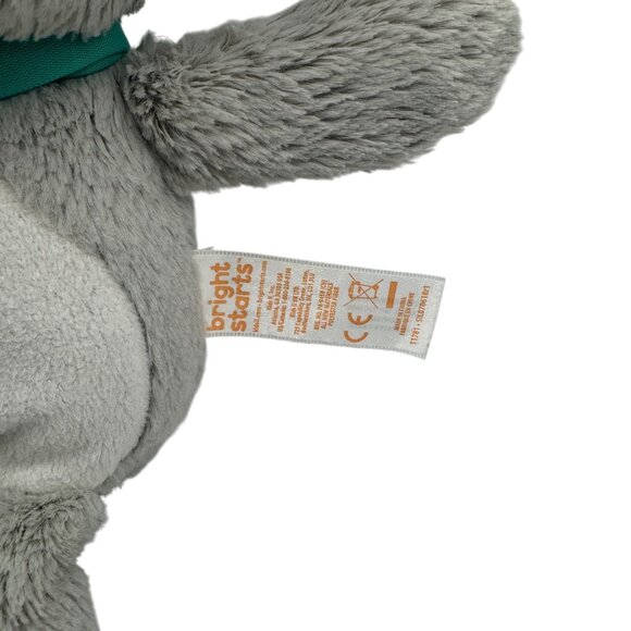 Bright Starts Gray Plush Dog Toy With Crinkle Ears & Teal Collar - Picture 2 of 4
